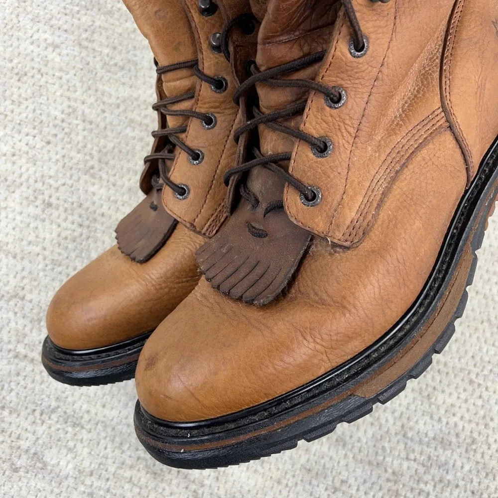 Rocky Ride Mens Boots 14 M Brown Leather Soft Toe Lace‎ Up Waterproof Work